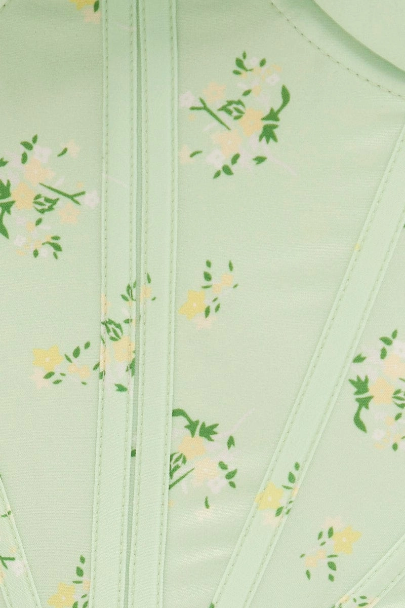 Green Corset Style Crop Top