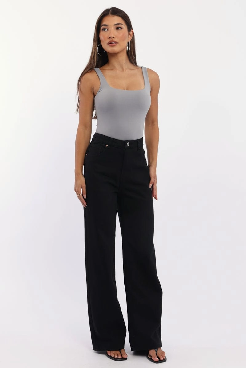 Grey Bodysuit Sleeveless Double Layered Supersoft
