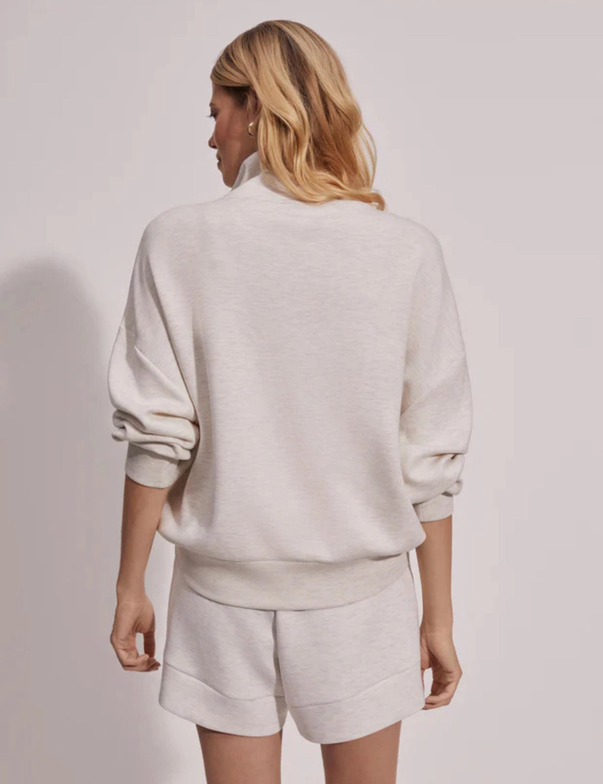 Hawley Half Zip Sweat - Ivory Marl