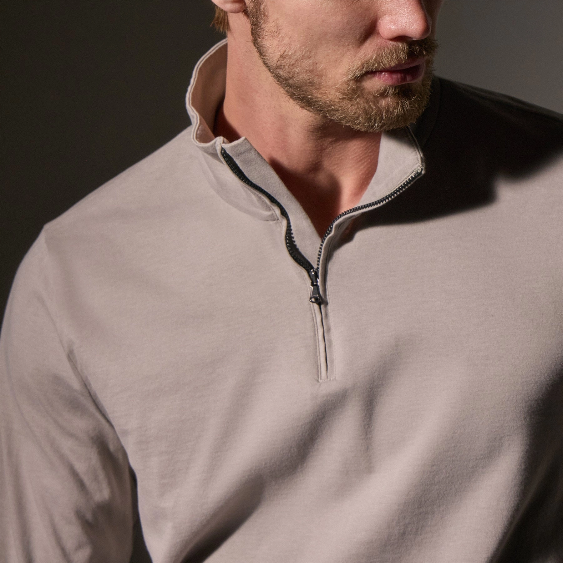 Heavy Luxe Jersey Half Zip - Concrete