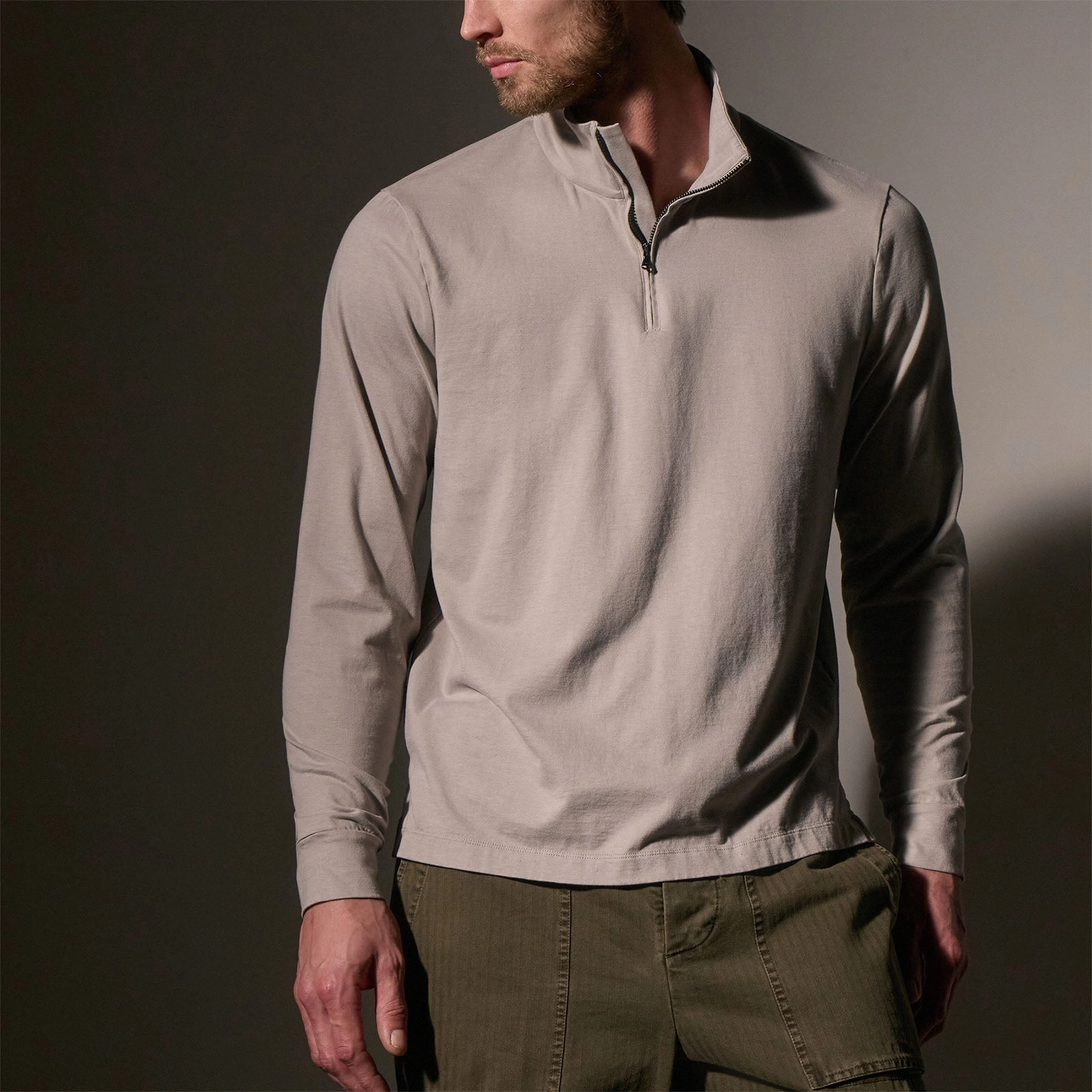 Heavy Luxe Jersey Half Zip - Concrete