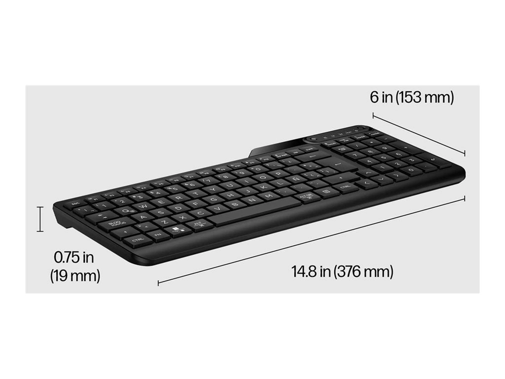HP 475 - Keyboard - dual-mode, multi-device, compact, 2-zone layout, low profile key travel, 12 programmable buttons - wireless 7N7B9AA#ABA