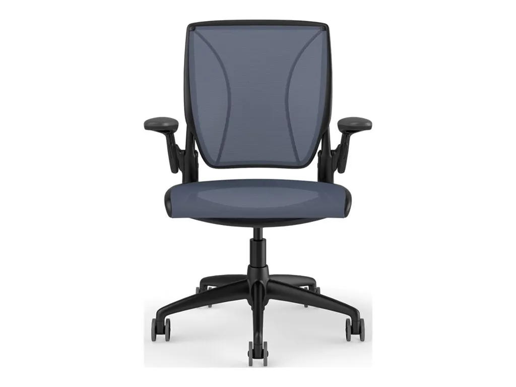 Humanscale Diffrient World - Chair - task - ergonomic - recliner - armrests - L-shaped - tilt - swivel - catena mesh - cornflower W11BJ50J50SSNSC