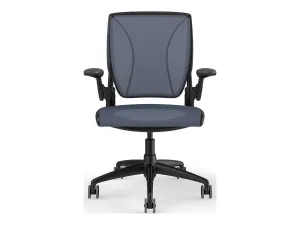 Humanscale Diffrient World - Chair - task - ergonomic - recliner - armrests - L-shaped - tilt - swivel - catena mesh - cornflower W11BJ50J50SSNSC