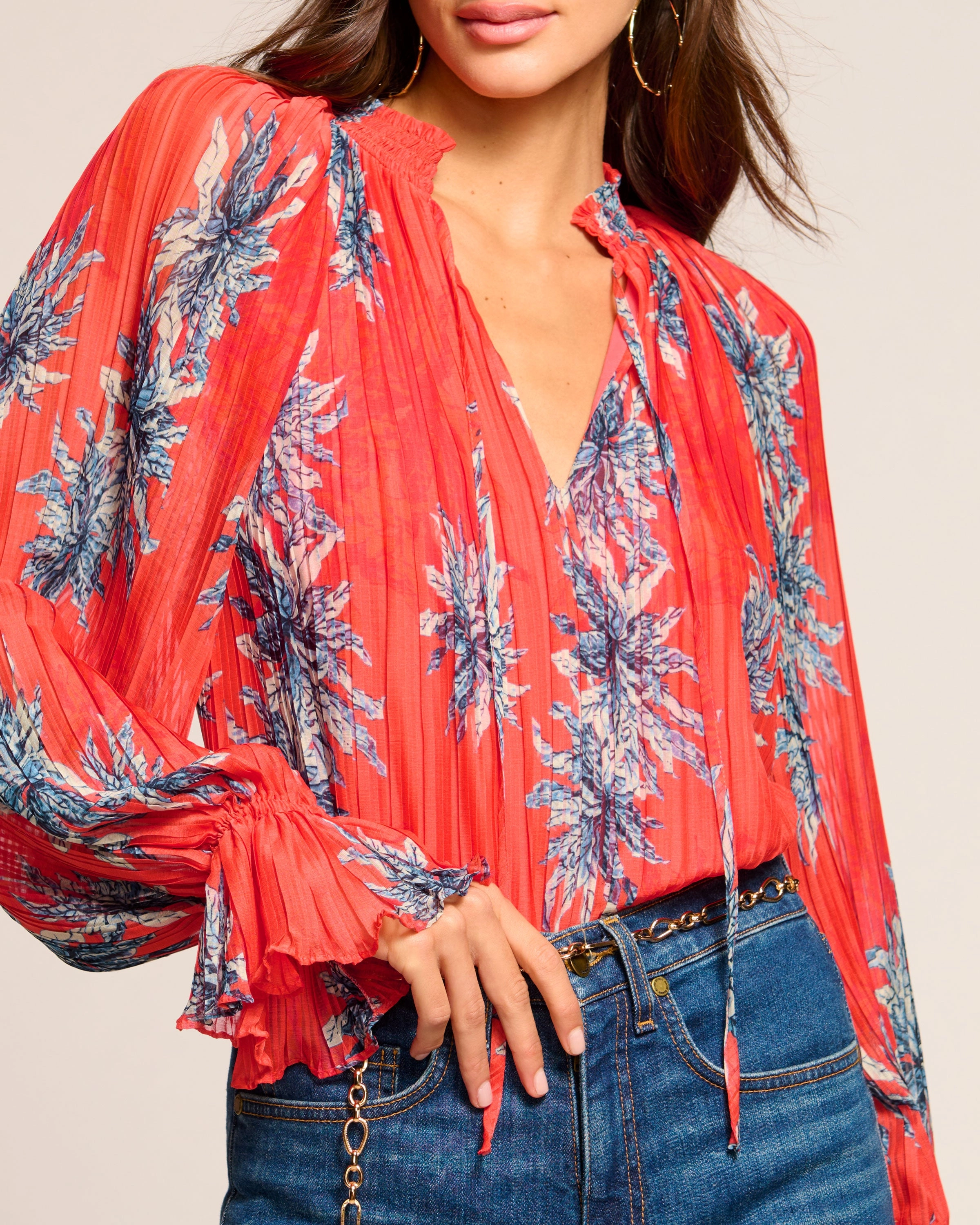 Kassie Pleated Long Sleeve Blouse