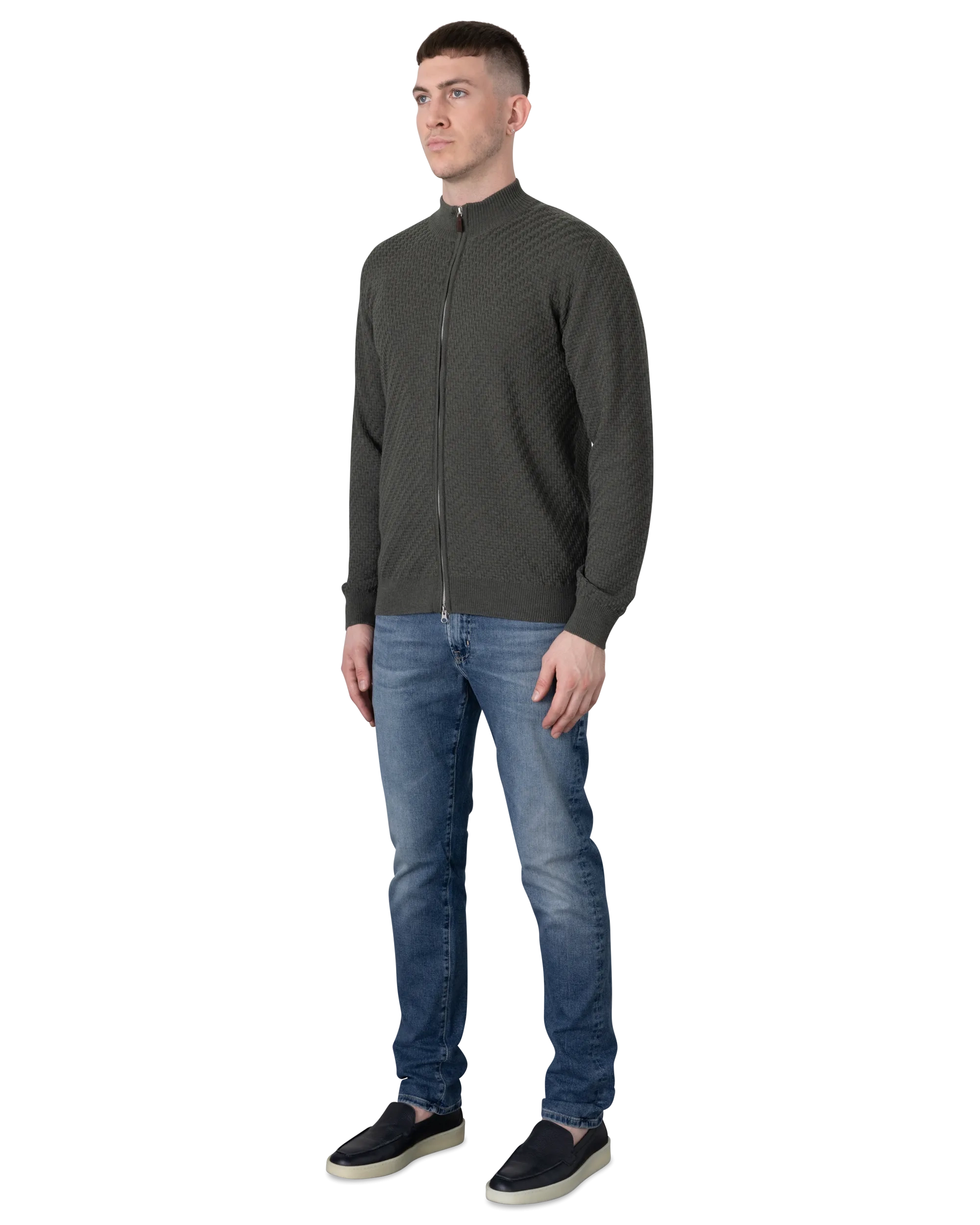 Light Gauge Structured Zipped Cardigan