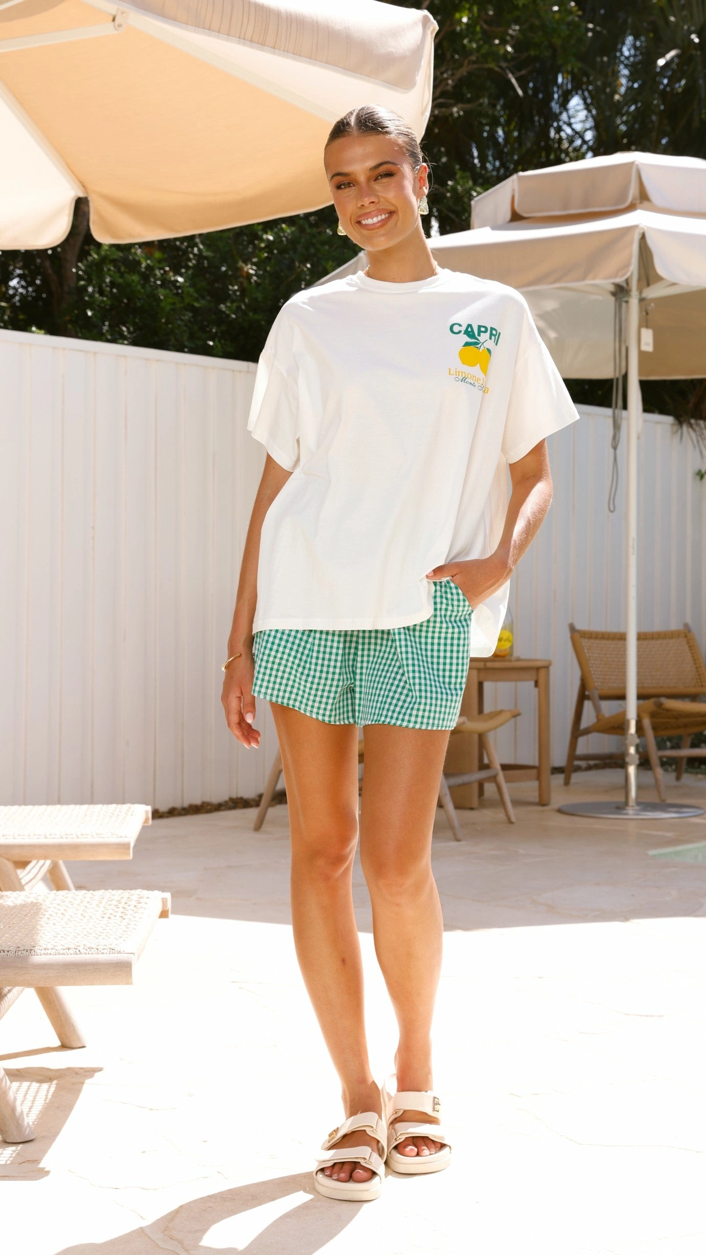 Limone Italia Top and Shorts Set - White/Green