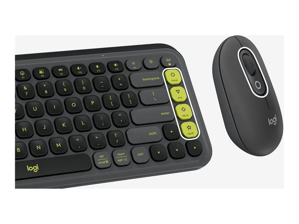 Logitech POP Icon Combo - Keyboard and mouse set - wireless - Bluetooth LE - QWERTY - English - graphite, green 920-013103