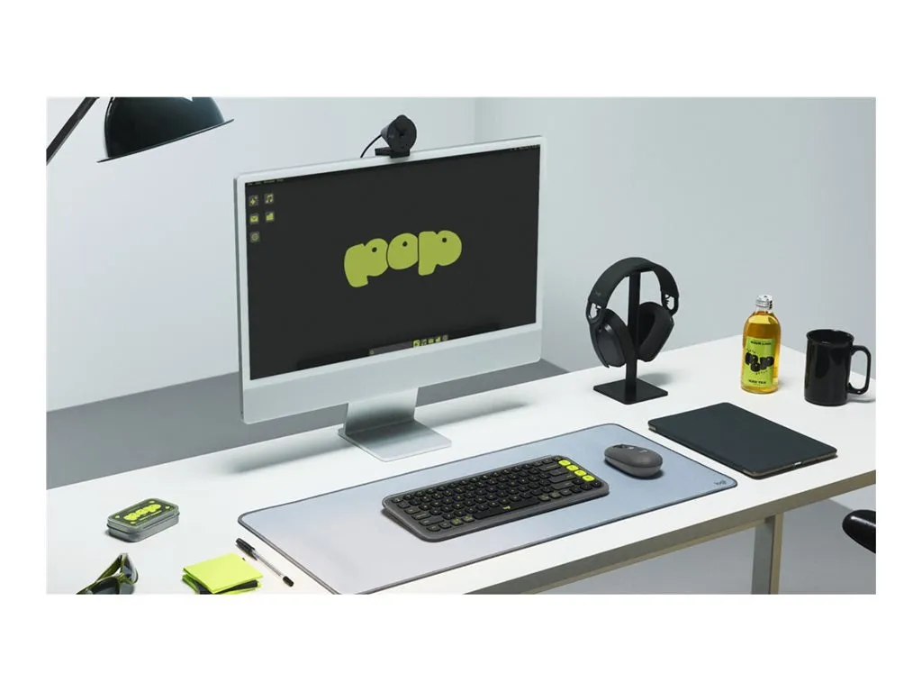 Logitech POP Icon Combo - Keyboard and mouse set - wireless - Bluetooth LE - QWERTY - English - graphite, green 920-013103
