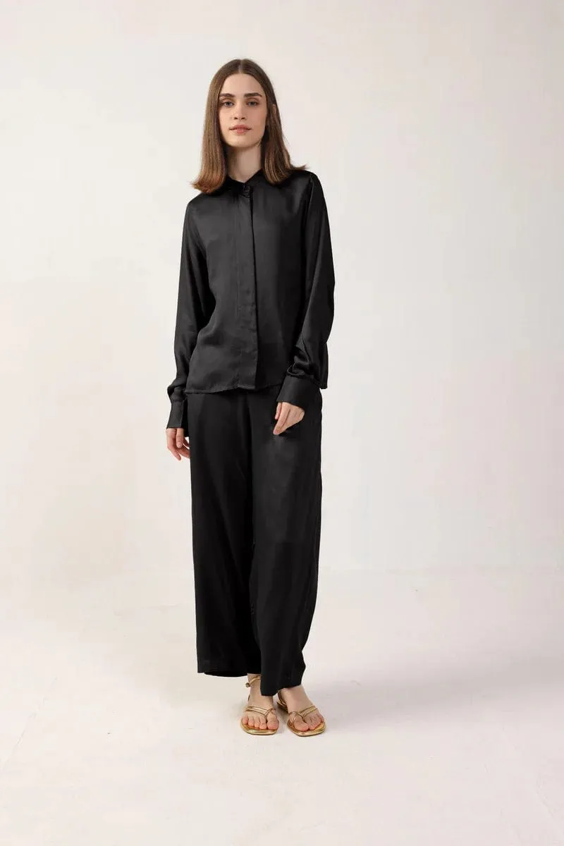 Long Sleeve Satin TENCEL™ Betsy Blouse | Multiple Colours