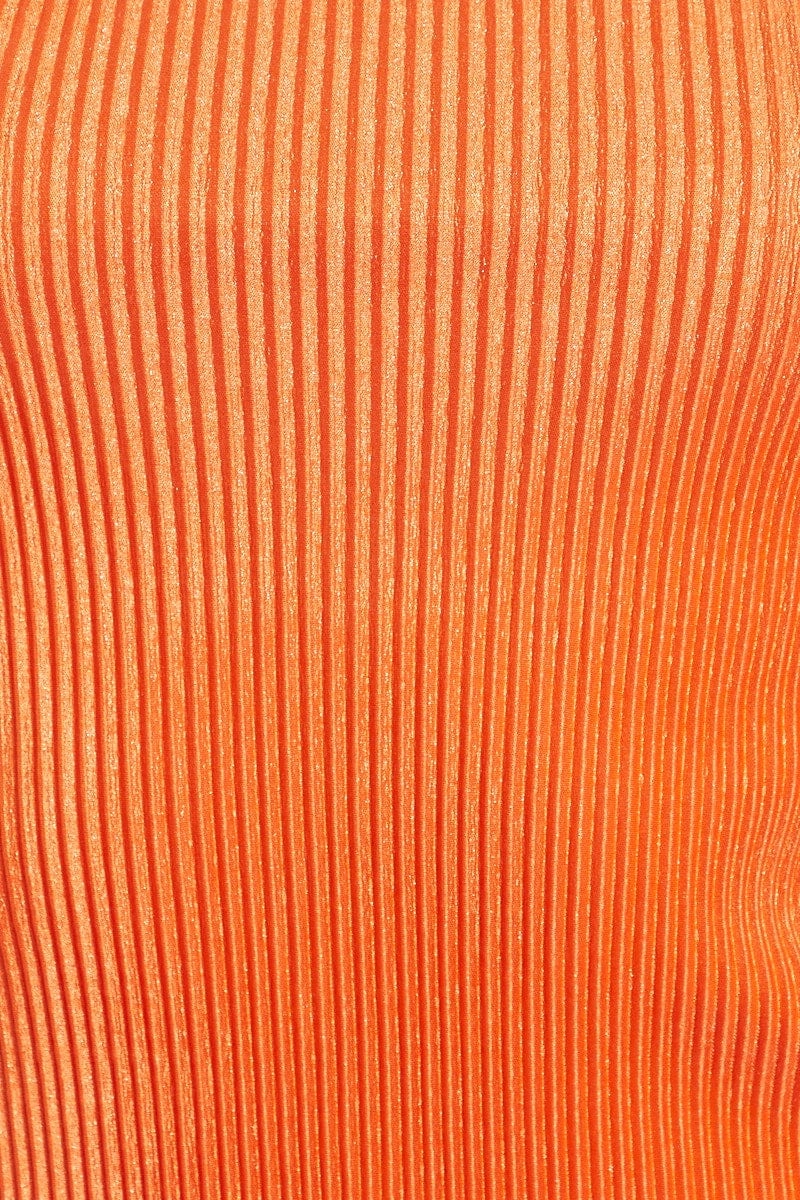 Orange Halter Plisse Top