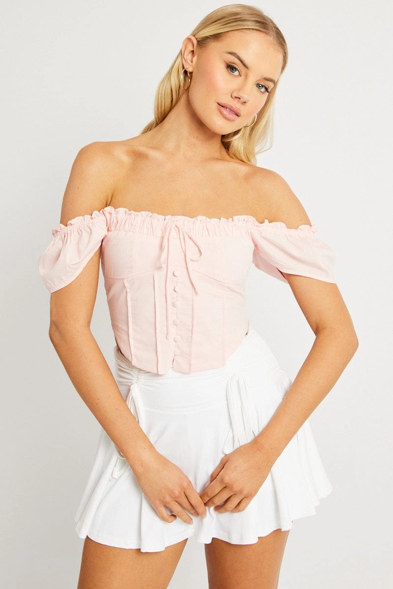 Pink Corset Top Short Sleeve