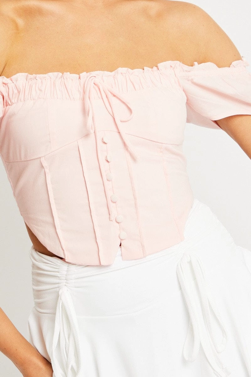 Pink Corset Top Short Sleeve