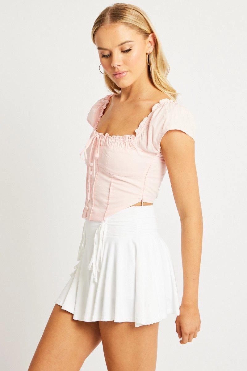 Pink Corset Top Short Sleeve
