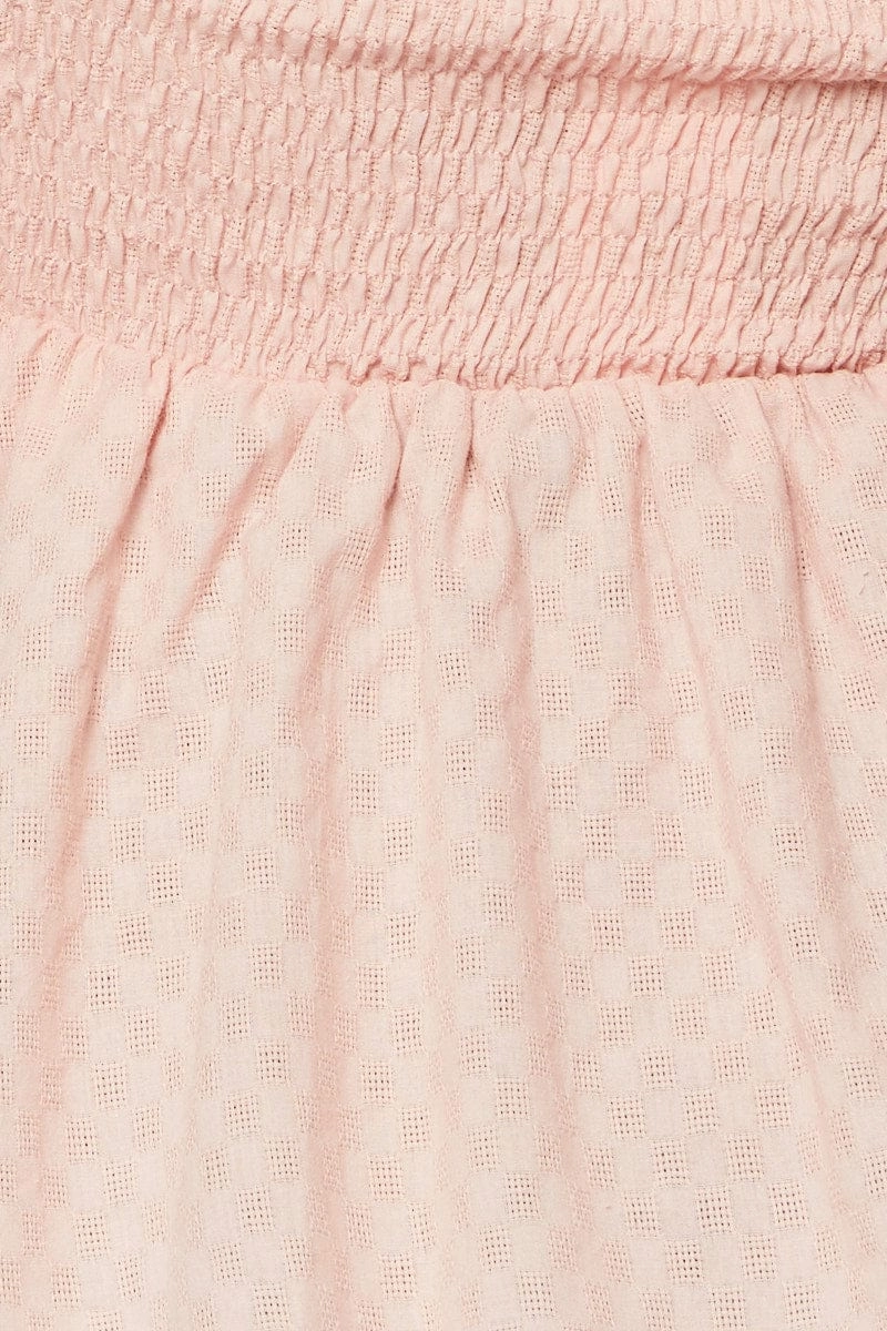 Pink Peplum Top Short Sleeve Round Neck