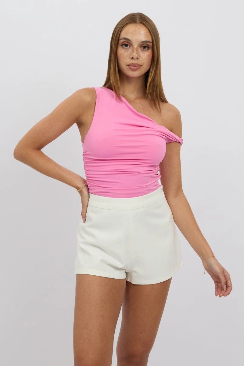 Pink Supersoft Top Twist off Shoulder