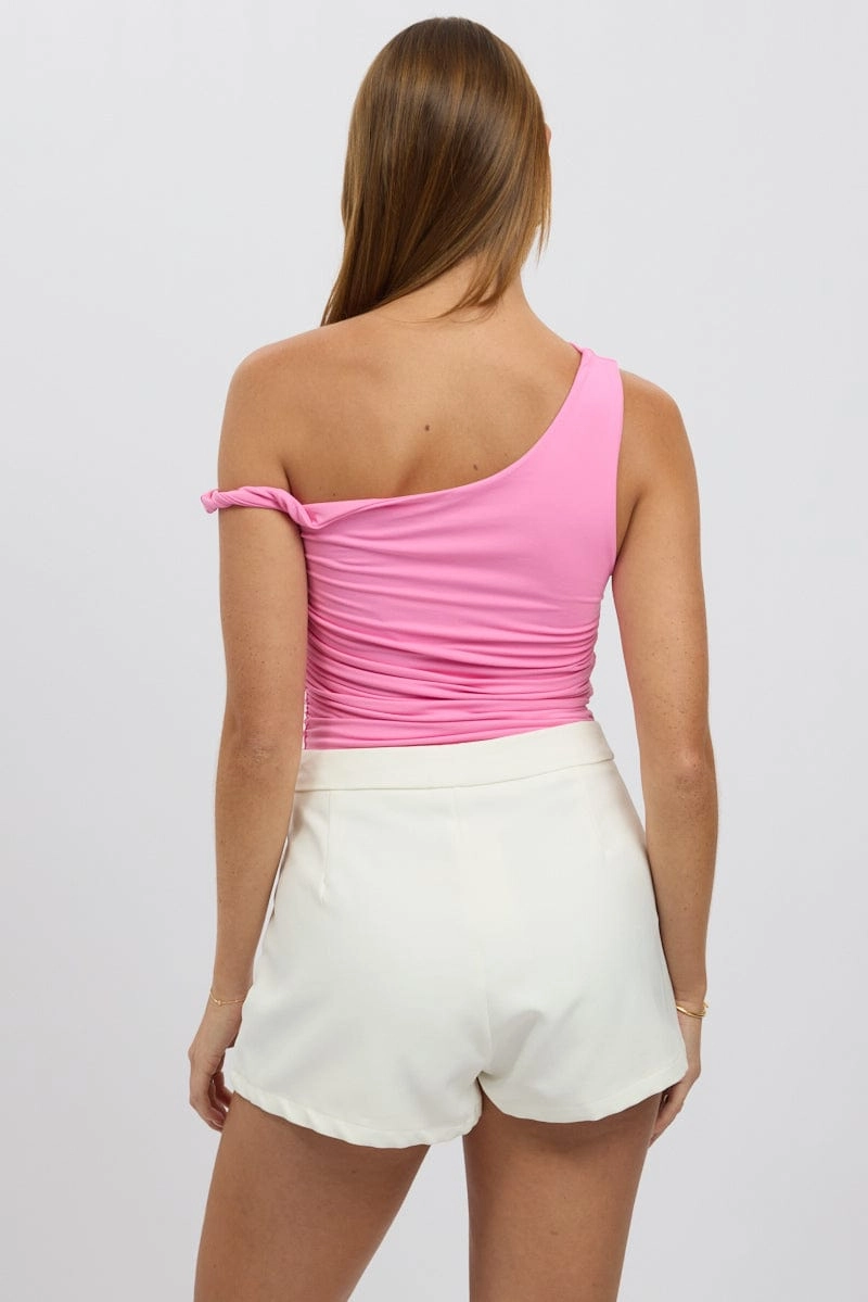 Pink Supersoft Top Twist off Shoulder