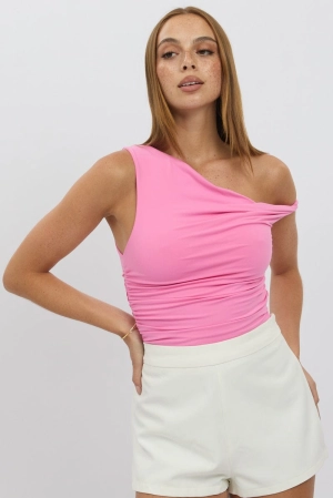 Pink Supersoft Top Twist off Shoulder