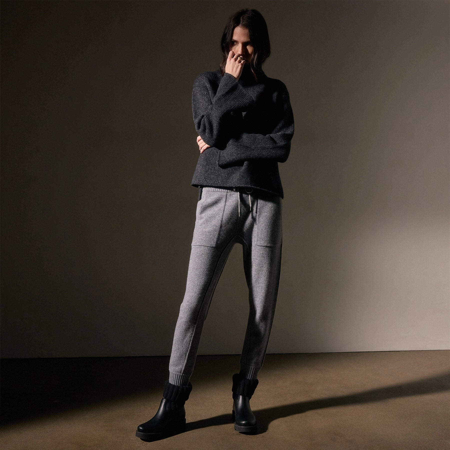 Recycled Cashmere Pullover - Charcoal Marl