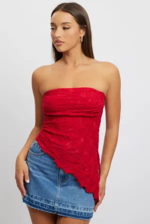 Red Boob Tube Top Textured