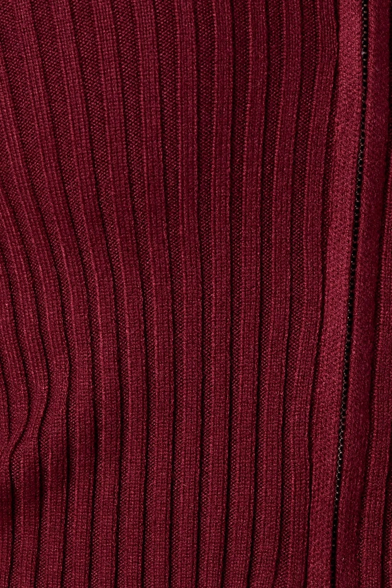 Red Off Shoulder Knit Top Long Sleeve