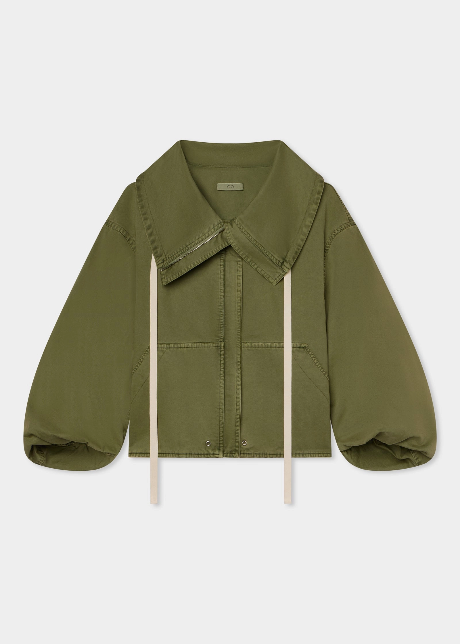 Rolled Collar Jacket - Army Green