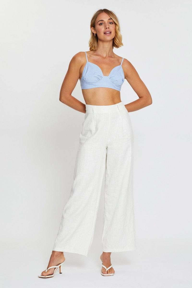 Stripe Crop Bralette Sleeveless V-Neck