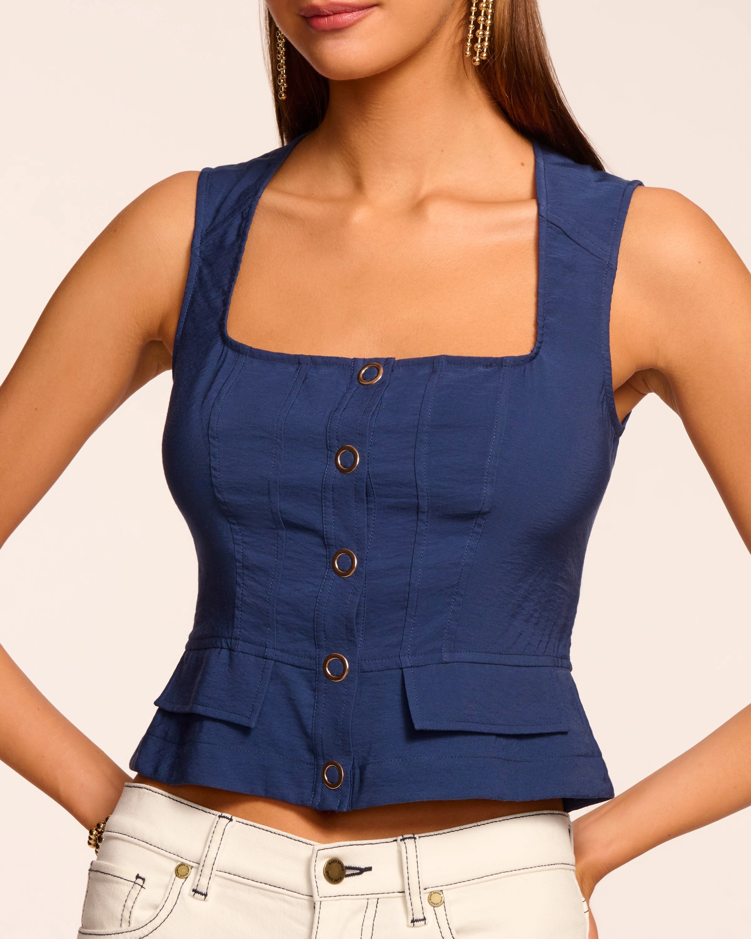 Suki Sleeveless Button Down Tank Top