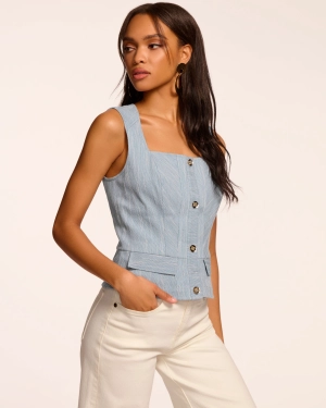 Suki Textured Button Down Tank Top