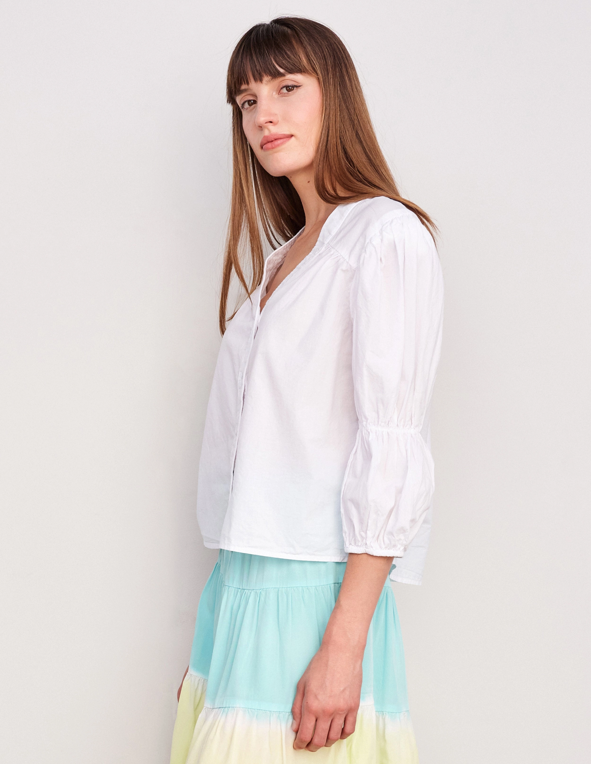 Sundry Bubble Sleeve Blouse in Cream