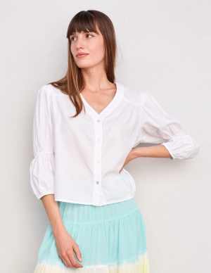 Sundry Bubble Sleeve Blouse in Cream