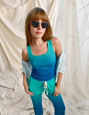 Sundry Crop Square Neck Tank in Spring Green