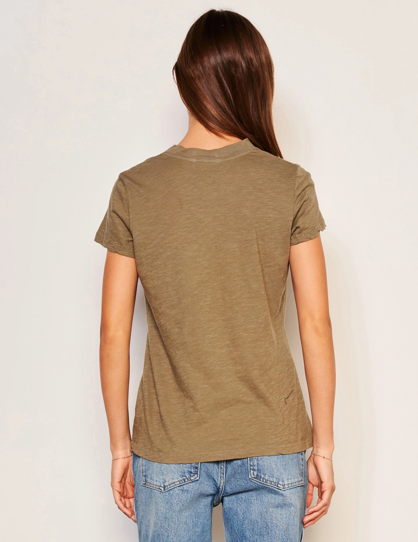 Sundry Deep V-Neck Tee in Fern