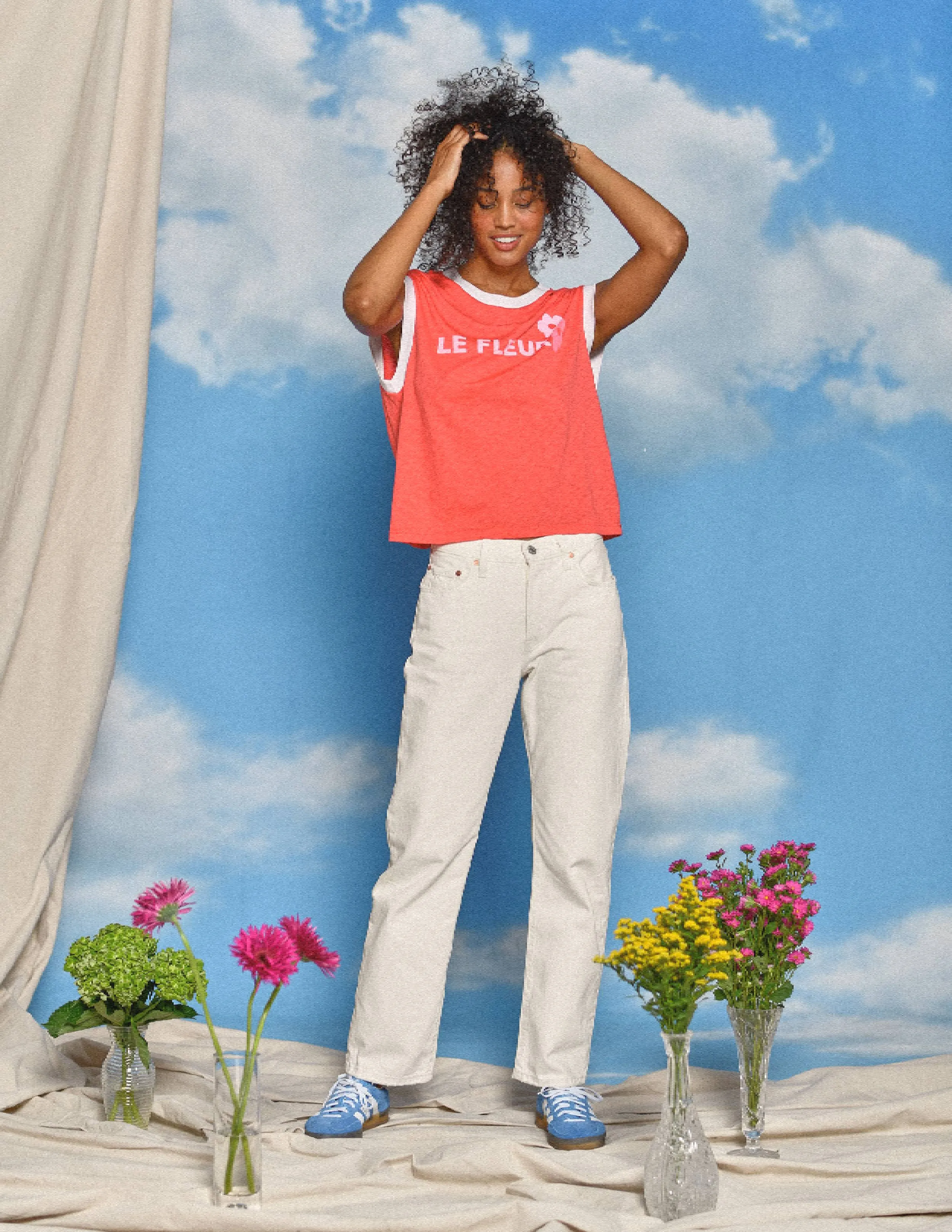 Sundry Le Fleur Cropped Muscle Tank in Dark Raspberry