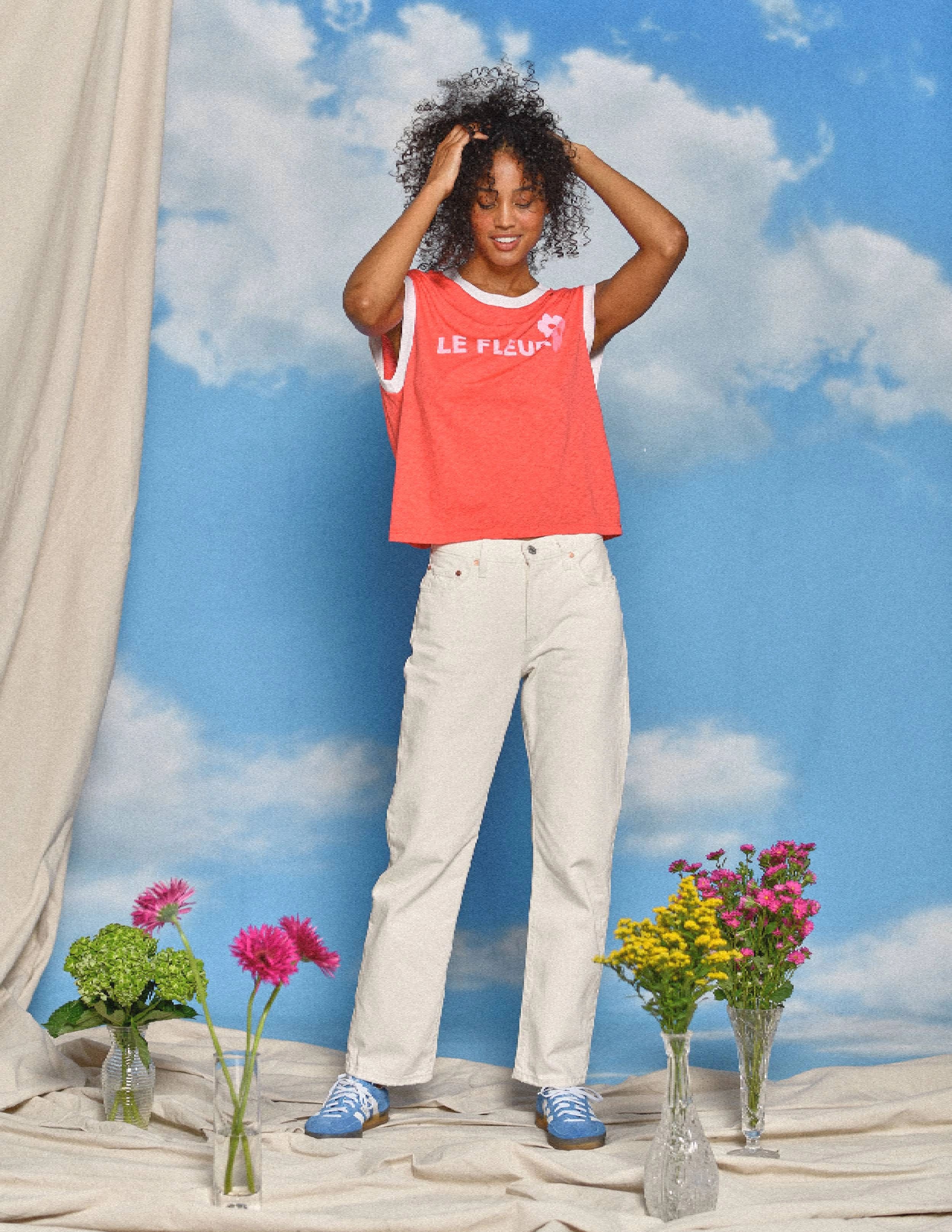 Sundry Le Fleur Cropped Muscle Tank in Dark Raspberry