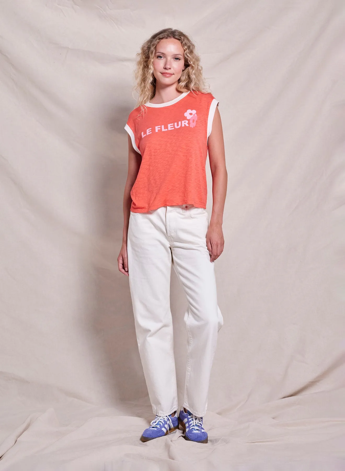 Sundry Le Fleur Cropped Muscle Tank in Dark Raspberry
