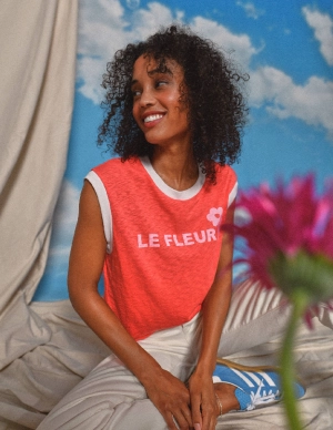Sundry Le Fleur Cropped Muscle Tank in Dark Raspberry