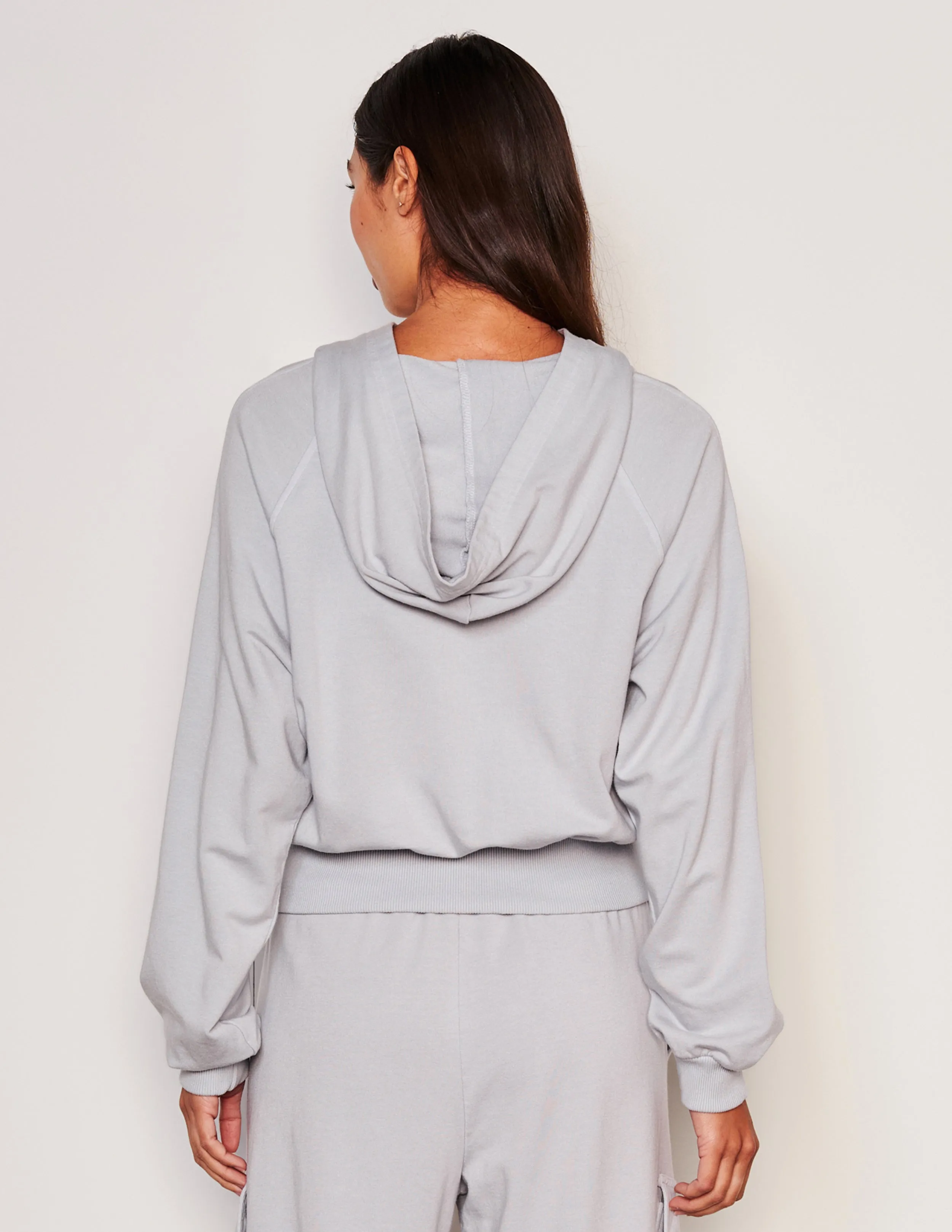 Sundry Lounge Banded Hoodie in Blue Linen