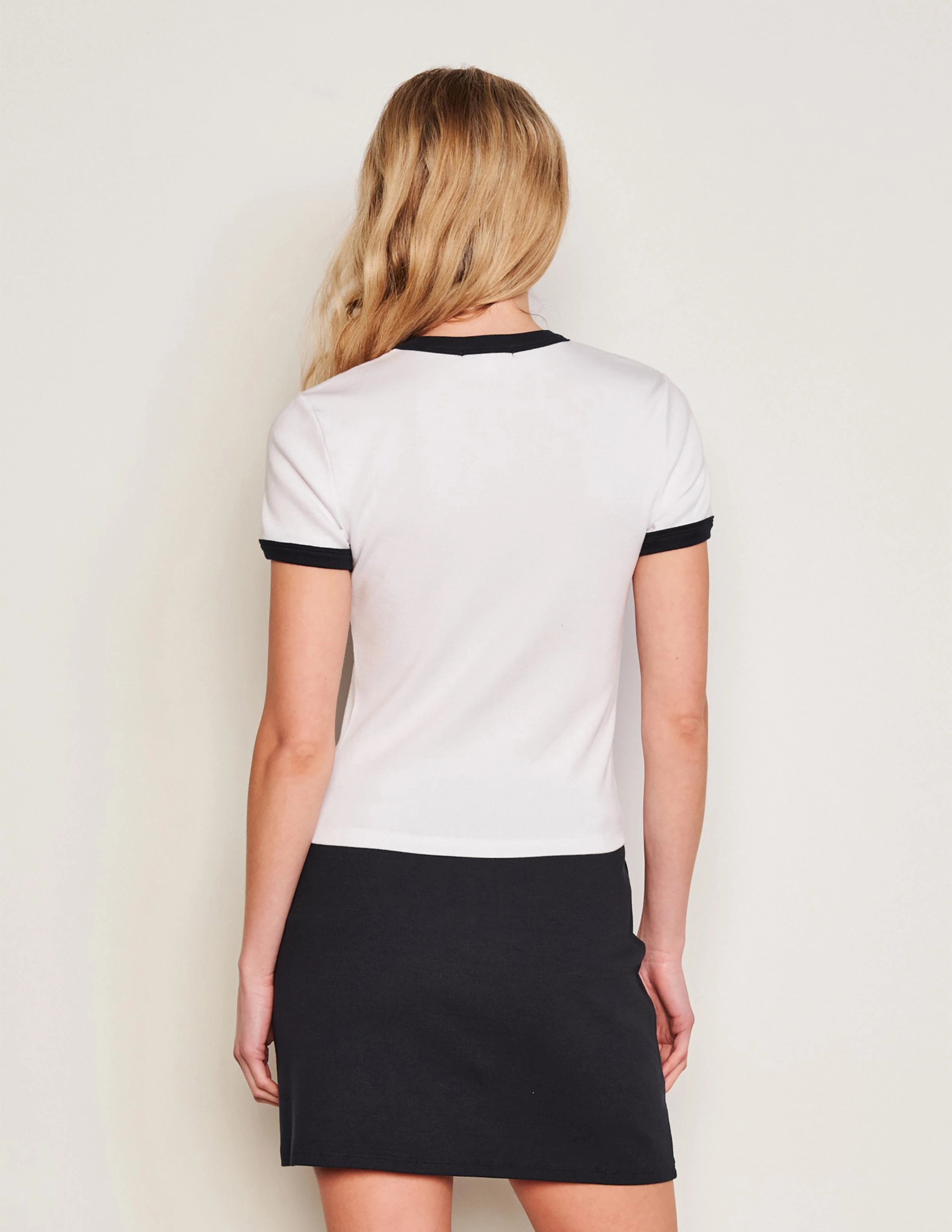 Sundry Mon Cheri Ringer Shrunken Tee in Optic White