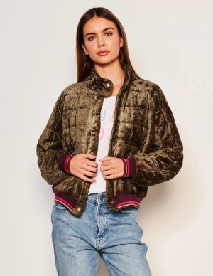 Sundry Quilted Bomber in Fern