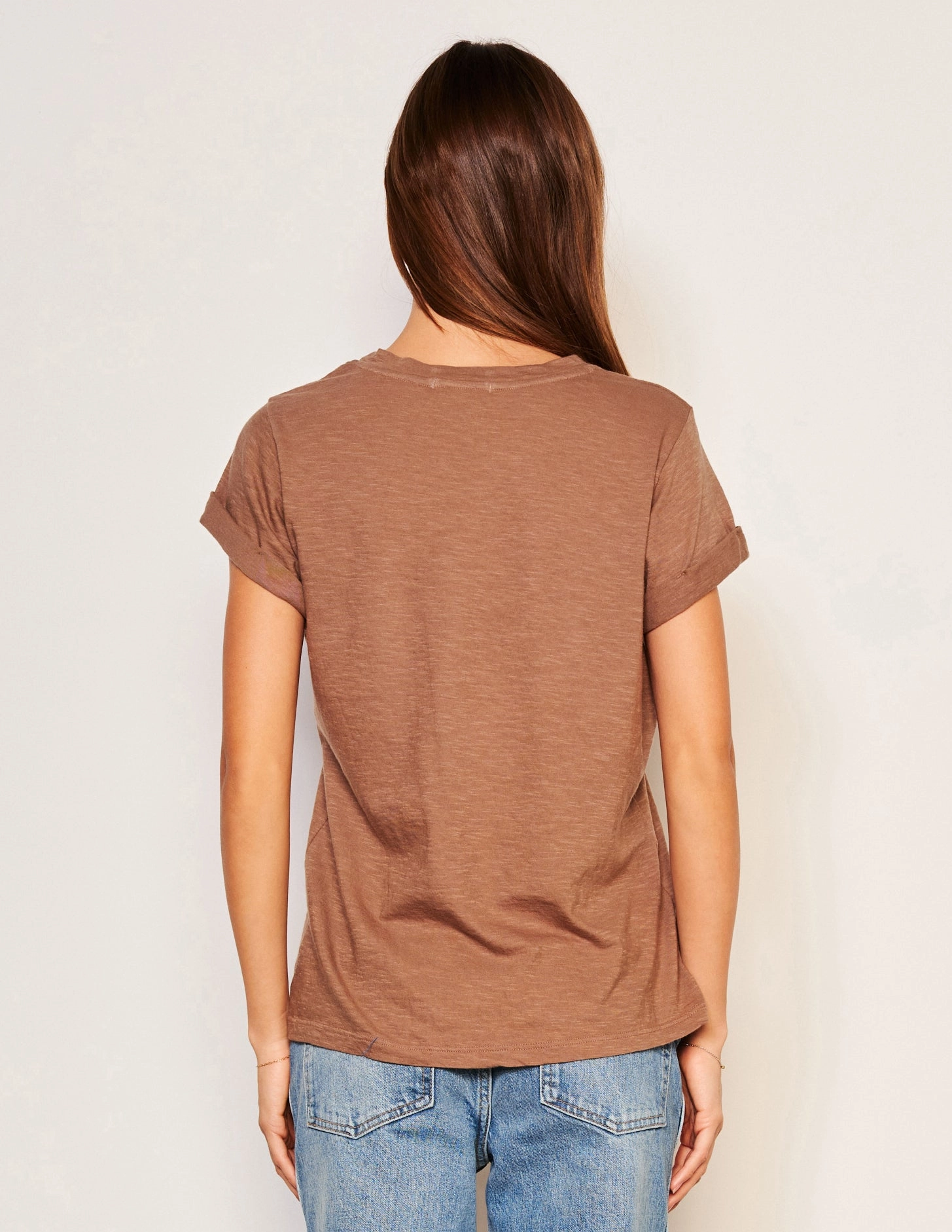Sundry Rolled Sleeve Tee in Taupe