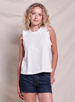 Sundry Ruffle Cami in Optic White