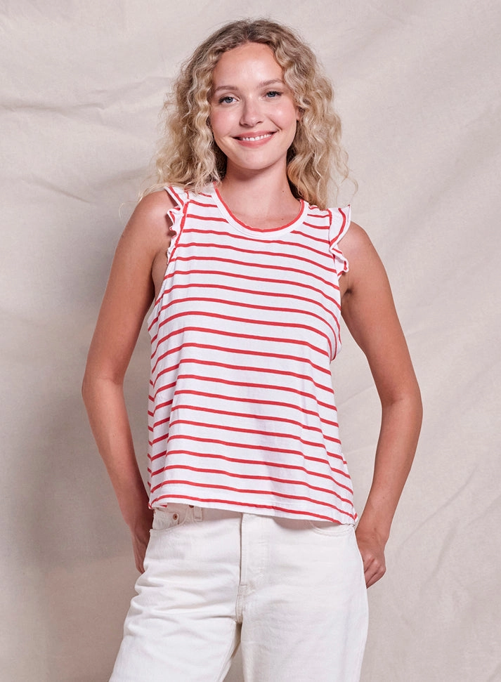 Sundry Ruffle Cami in Optic White