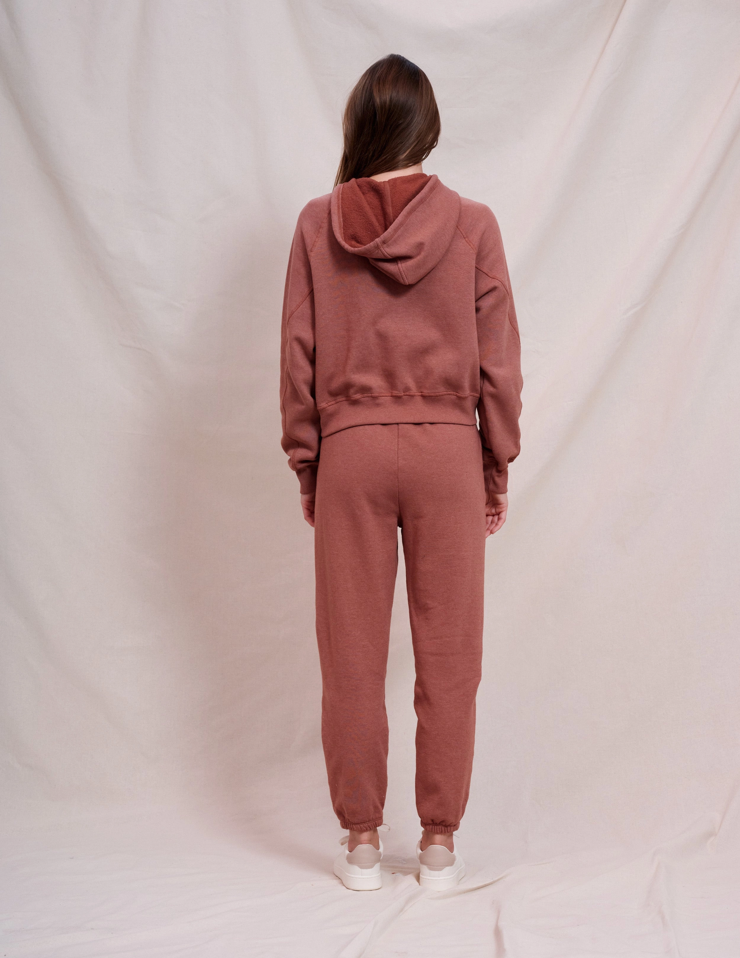 Sundry Seamed Zip Up in Vintage Rust