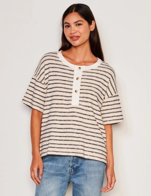 Sundry Short Sleeve Henley in Deep Navy