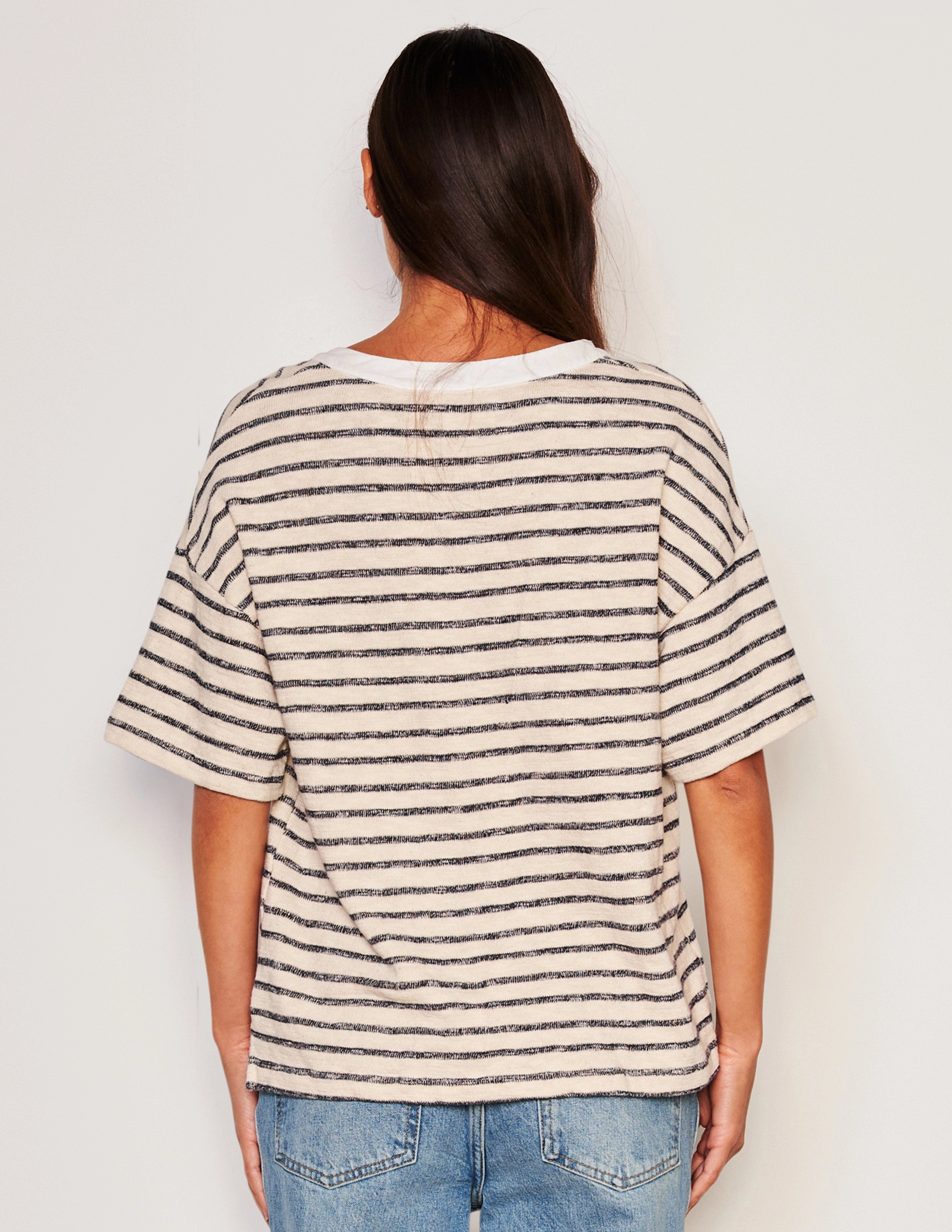Sundry Short Sleeve Henley in Deep Navy
