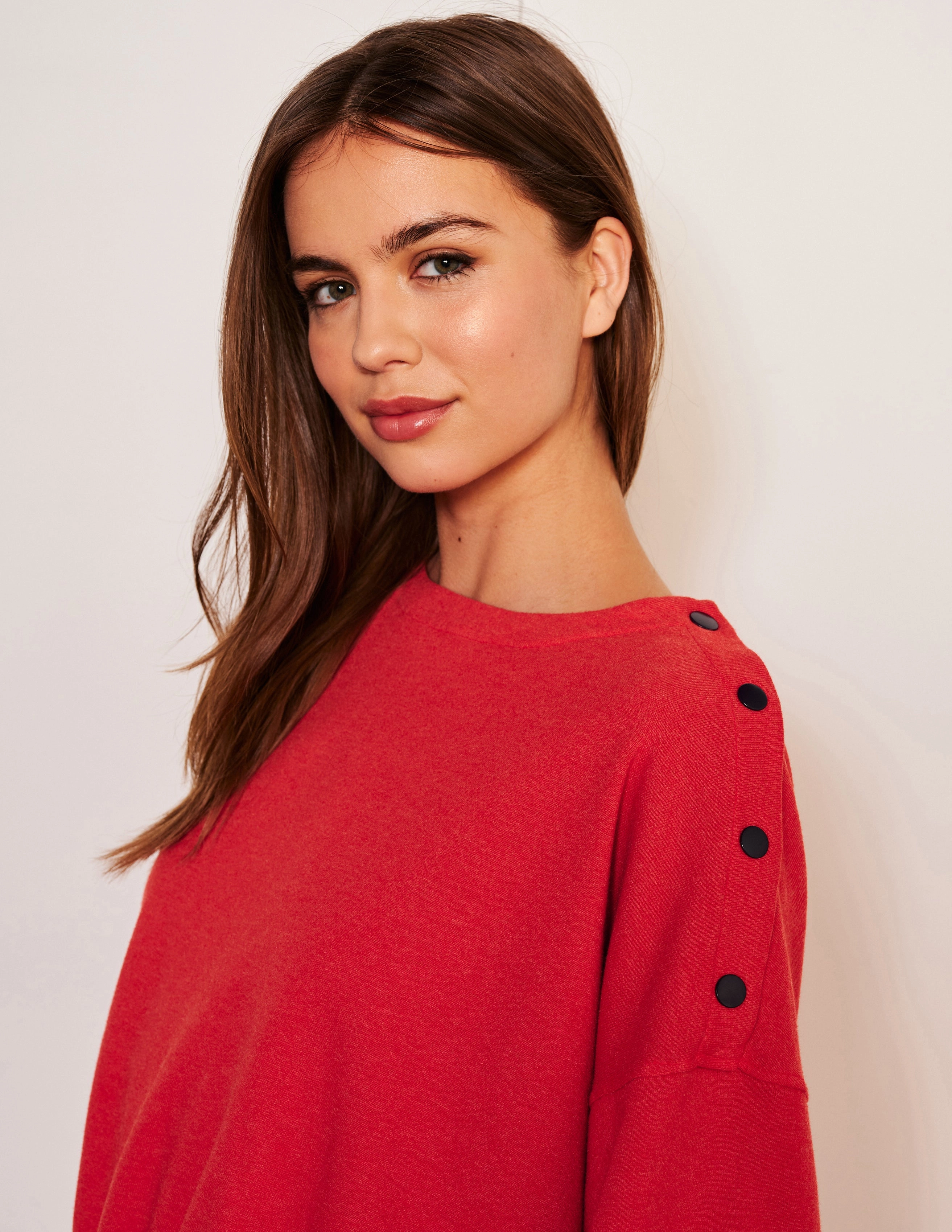 Sundry Snap Sweatshirt in Flare Red