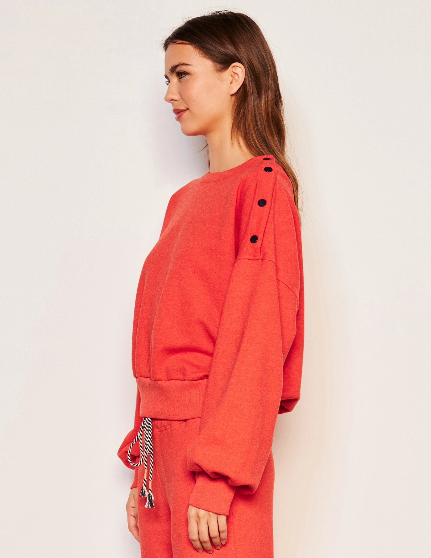 Sundry Snap Sweatshirt in Flare Red