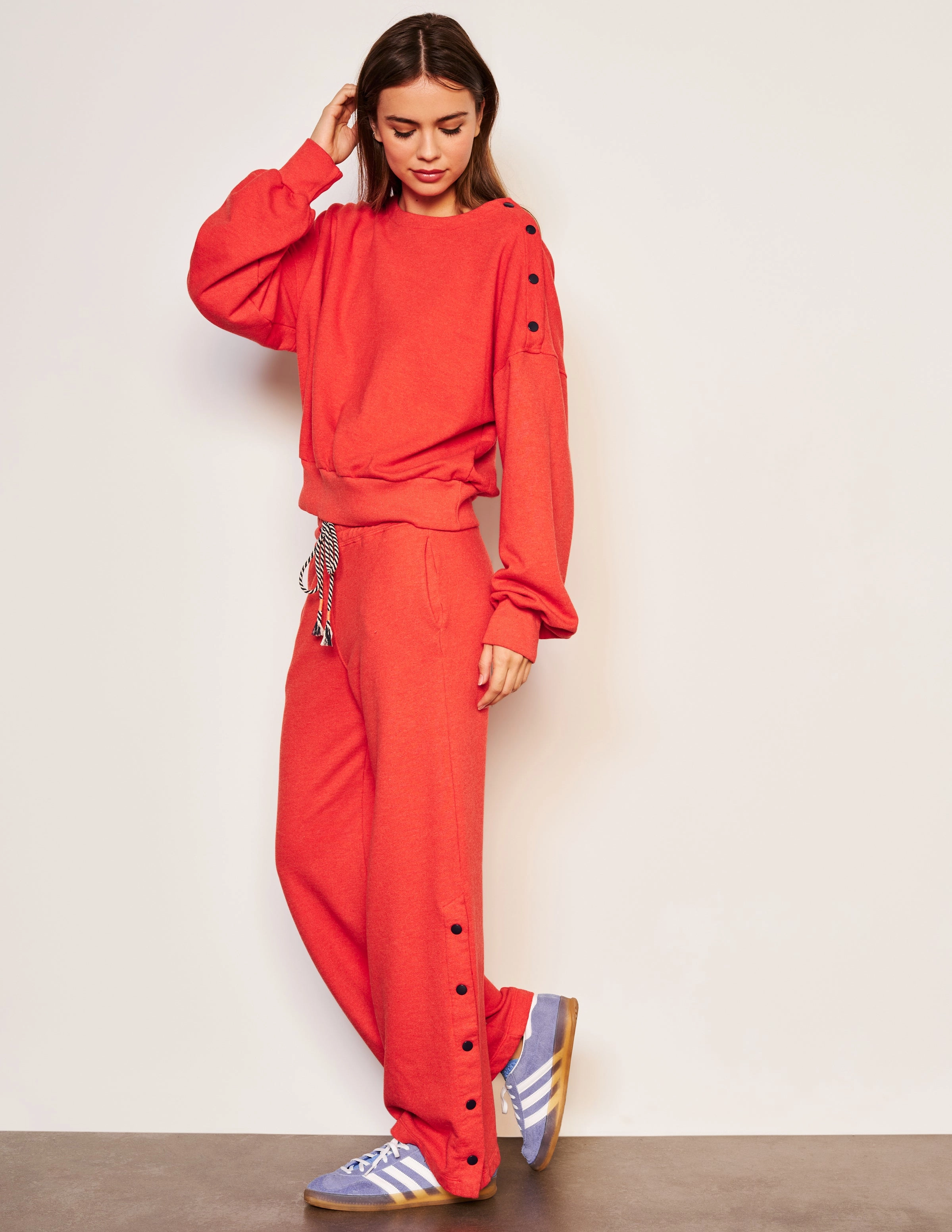 Sundry Snap Sweatshirt in Flare Red