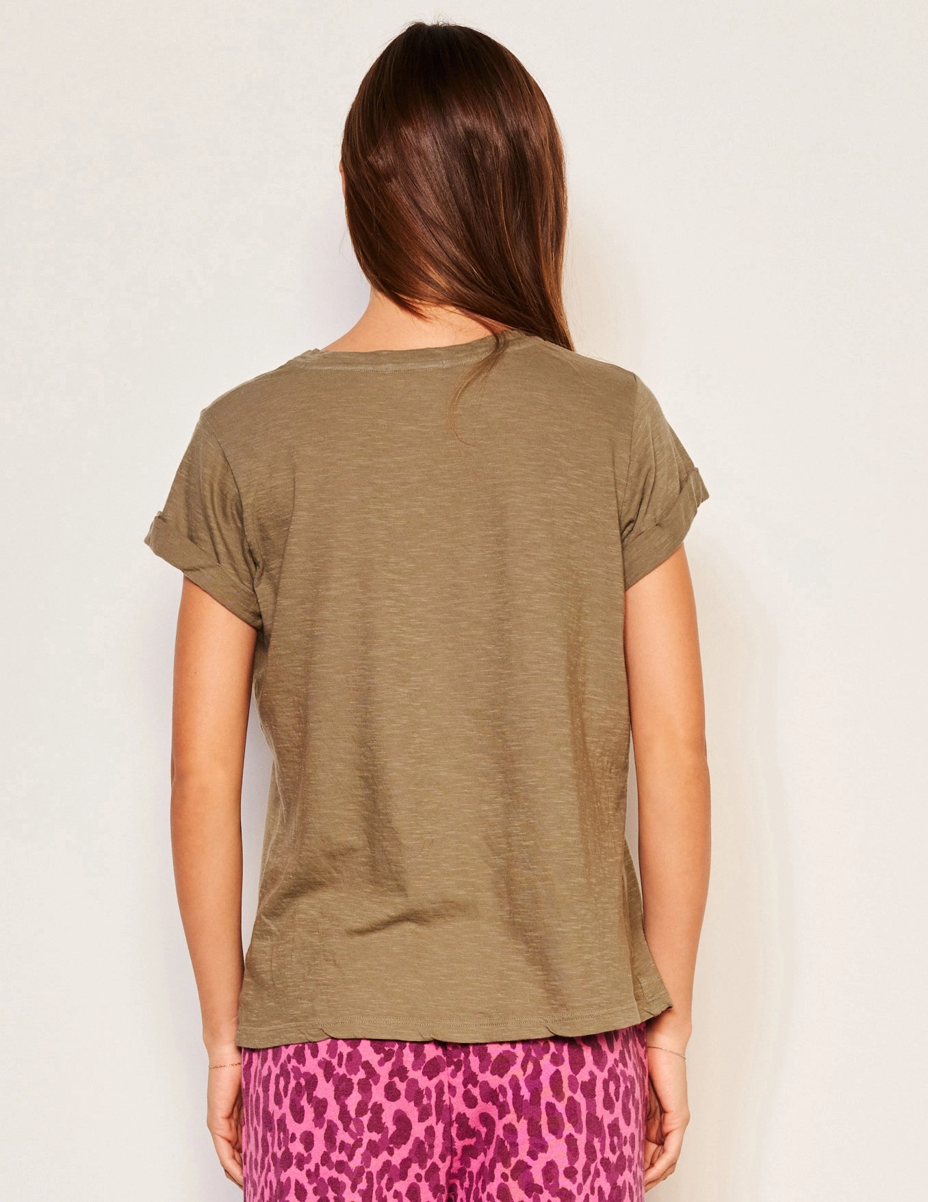 Sundry Stay Warm Rolled Sleeve Tee in Fern
